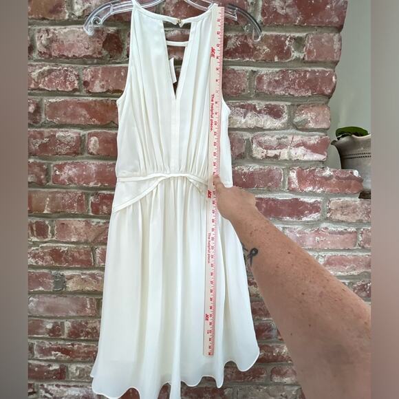 NWT Banana Republic Ivory High Neck Sleeveless Flowy A line Zip Dress Sz-2 Midi - Picture 7 of 10